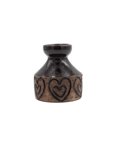 Brązowy ceramiczny wazonik z sercami – Tilgmans Sweden, model 2338 2