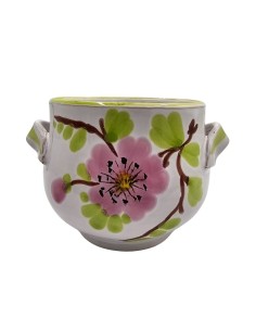Ręcznie malowany kubek ceramiczny z motywem kwiatowym
