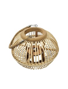 Lampion z naturalnego drewna i jutowym uchwytem – lekkość, natura i styl boho